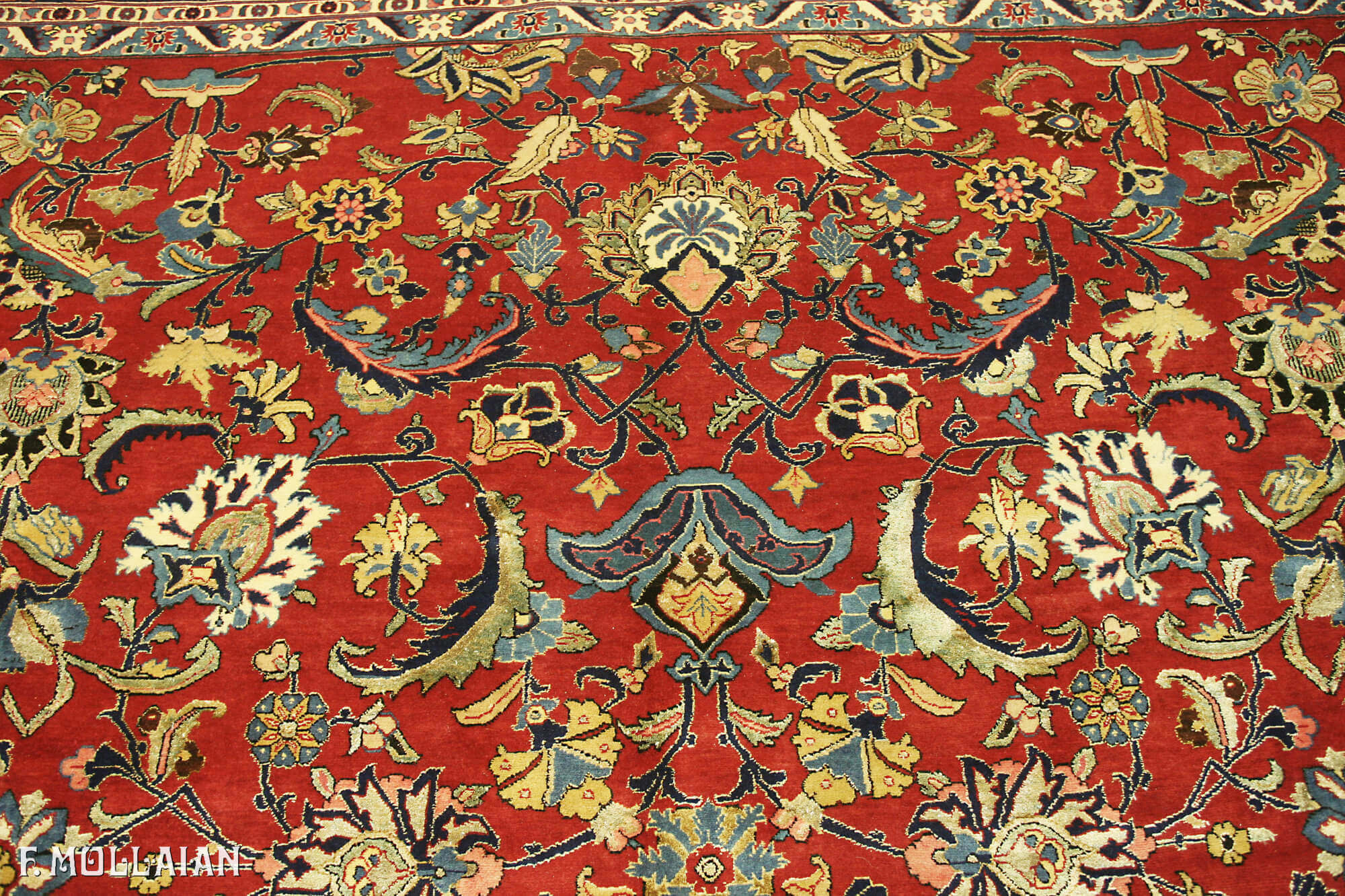 Antique Persian Tehran Carpet Part Silk n°:85188729